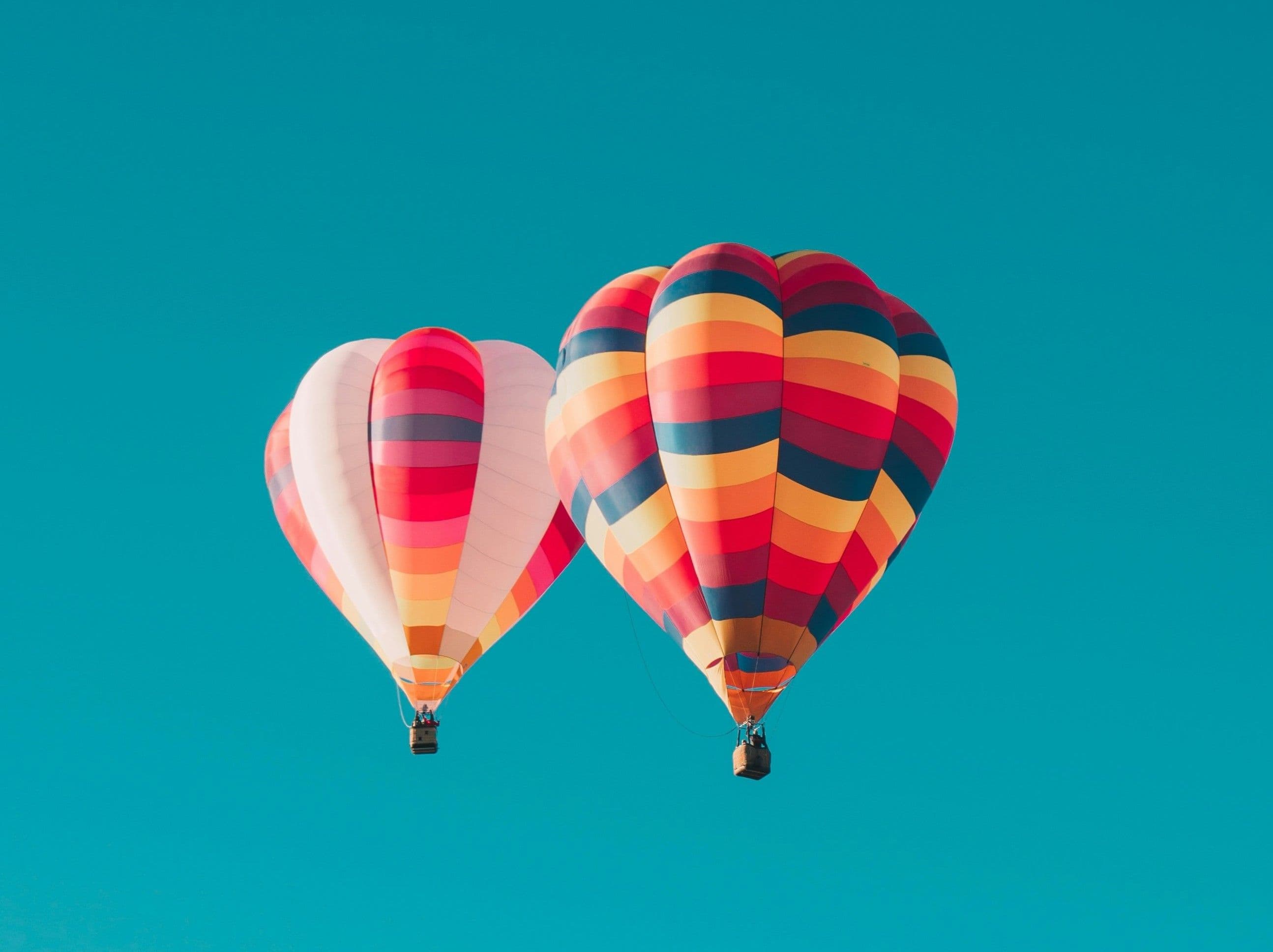 Hot air balloons in the blue sky