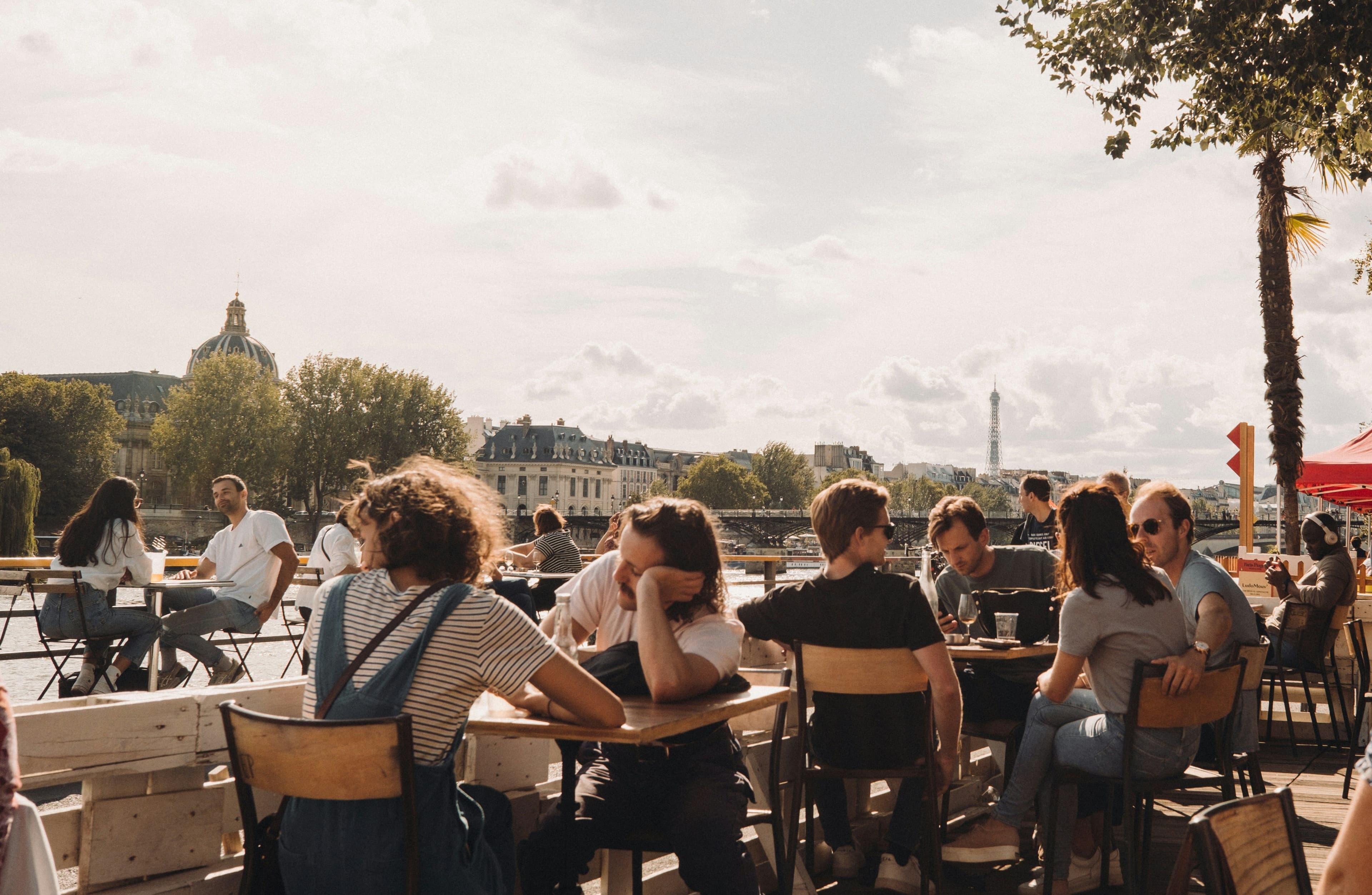Paris cafe overlooking the Seine