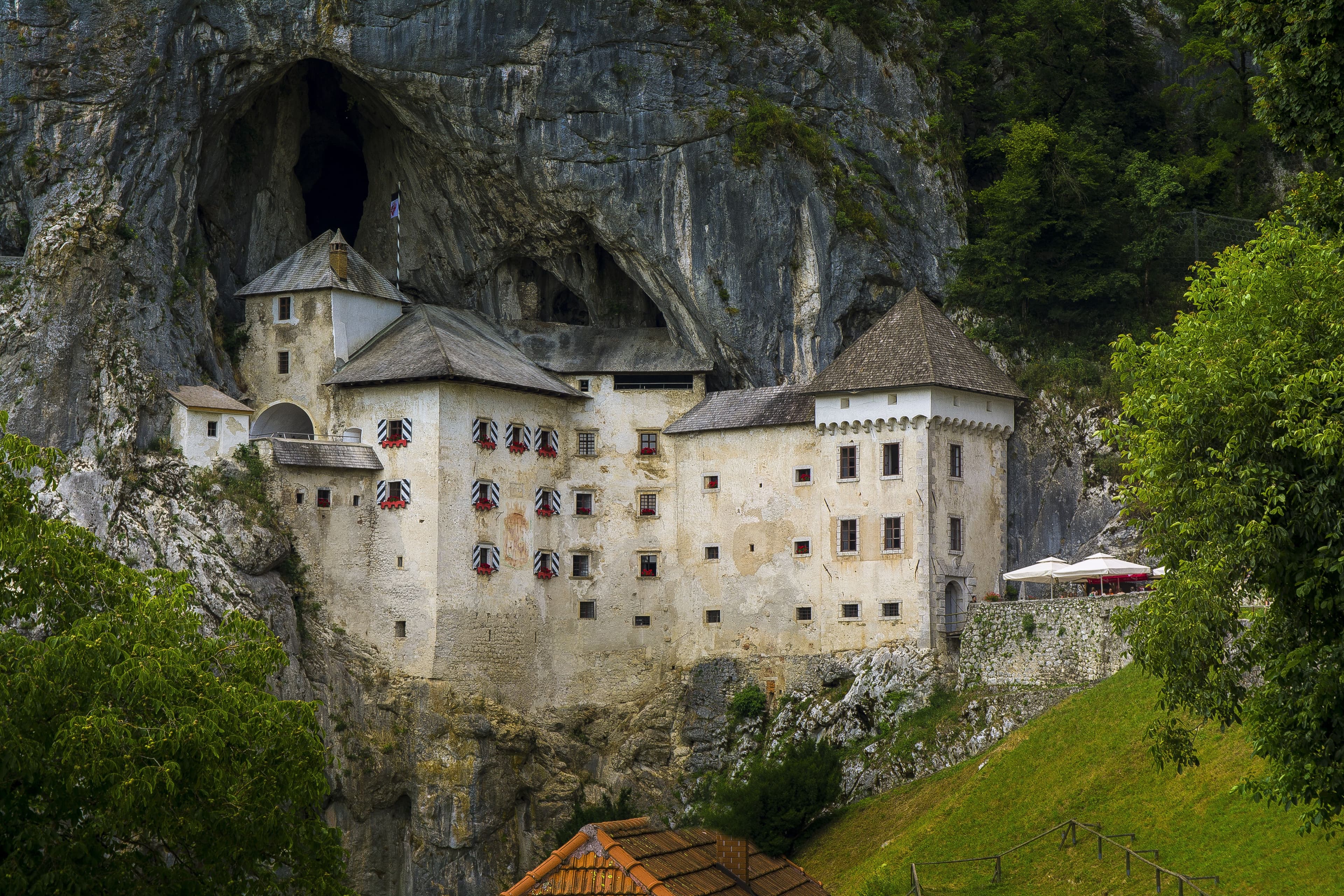 A castle inside a cliff near Postojna Cave