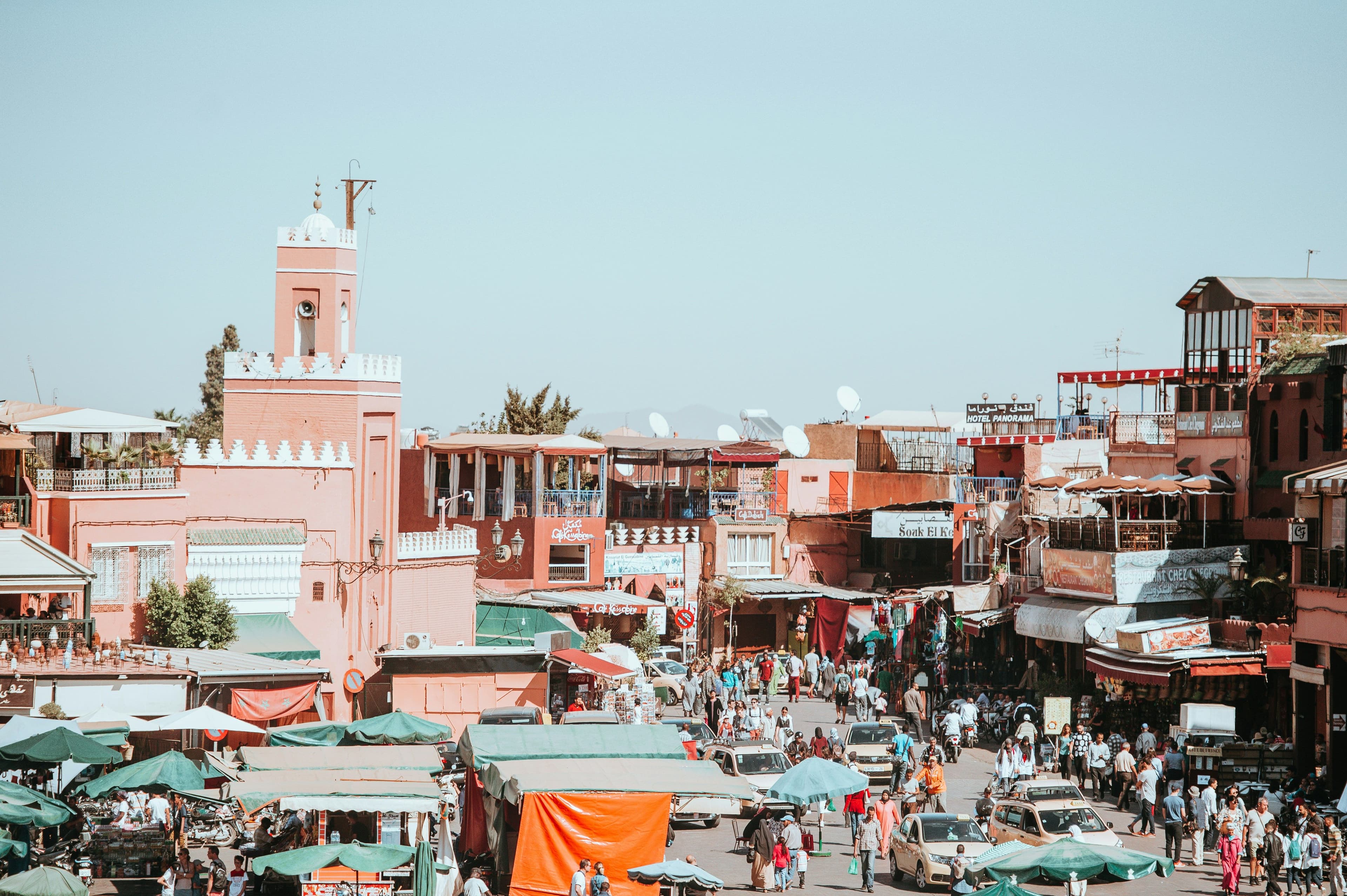 Busy square in Marrakech Morocco